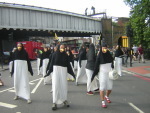 Penguins invading the southern end of London Bridge ...