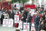 Earlier protest outside the Royal Concert hall