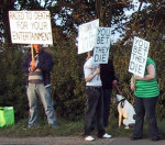 Demonstration by local Greyhound Action supporters outside Henlow Stadium