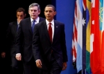 Nicholas Sarkozy, Gordon Brown and Barack Obama at the G-20 Summit in Pittsburgh