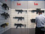 H&K weapons on display at the DSEi 2009 international arms fair