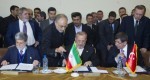 Amorim, Mottaki and Davutoglu sign the nuclear swap agreement, 17 May 2010