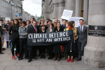 The Climate 9 and supporters outside Aberdeen Sheriff Court