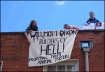 Activists on the roof of Wilmott Dixon in Colehill