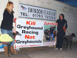 Local Greyhound Action supporters demonstrating outside the Swindon track