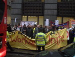 Students & Workers Unite banner, Bishopsgate