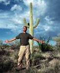 Rod and a Saguaro cactus outside of Tucson, Arizona