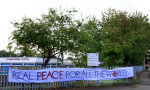 banner at the school gate (photo: Paul Lowndes)