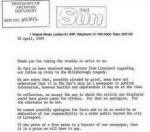 Letter from the Sun received by Liverpool Manager Kenny Daglish