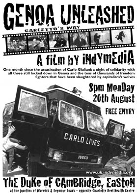 G8 solidarity IMC film screening Bristol, Monday night