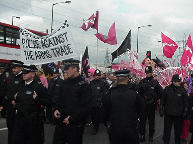 Police banner from DSEI 2