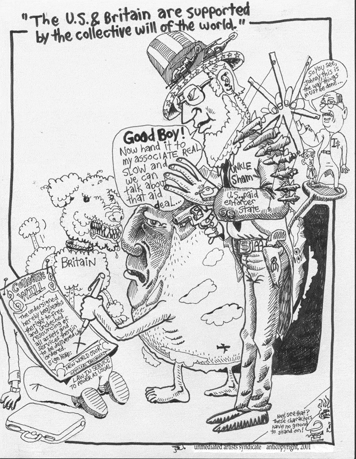 "The US & Britain Are Supported by the Collective Will of the World" (cartoon)