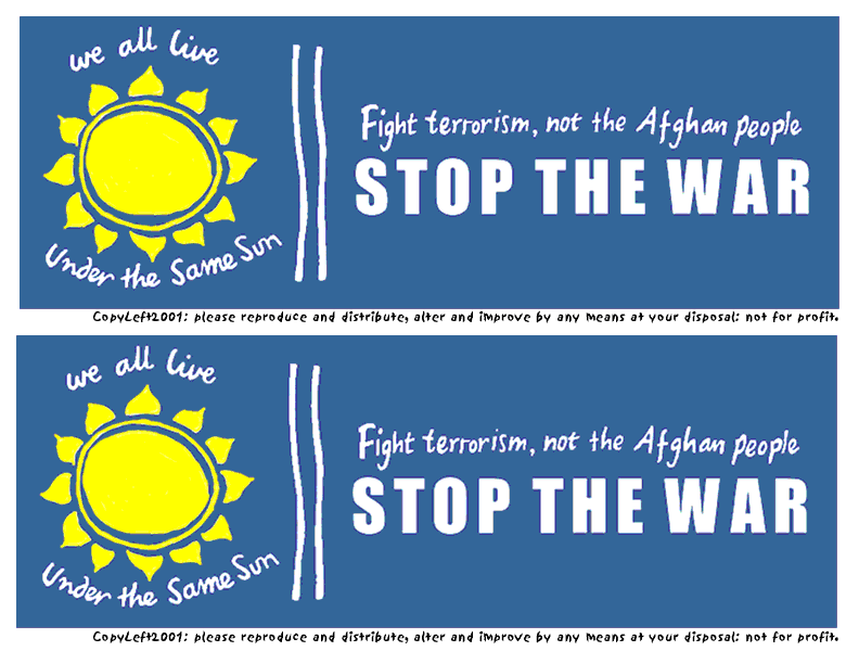 StopTheWar. UnderTheSameSun.... bumper sticker