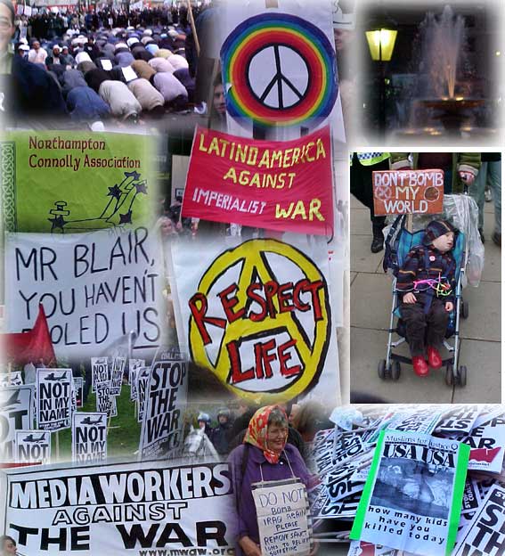 COLAGED PICS FROM THE LONDON DEMO ON SUNDAY