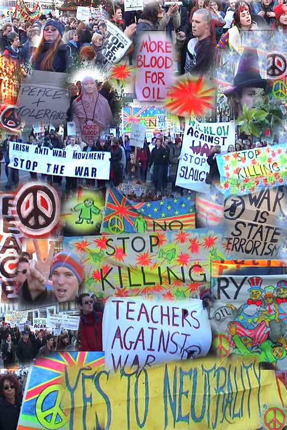 Montage - Thousands on latest Anti-War march Dublin