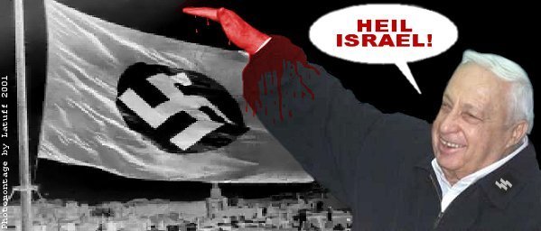 Ariel Sharon: MURDERER! (Photomontage by Latuff)