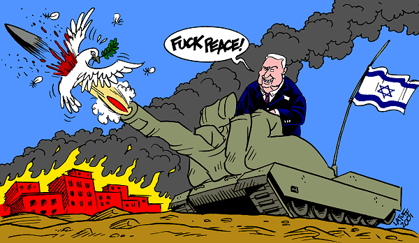 FUCK PEACE! (cartoon by Latuff)