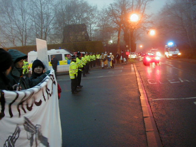 anti war actvists blockade and inspect NW London terror base