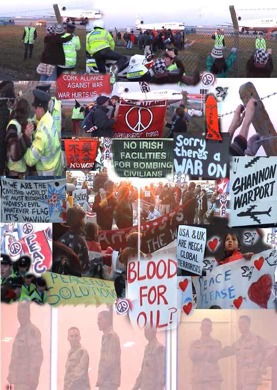 Photo Montage Shannon PEACE protesters confront US Marines