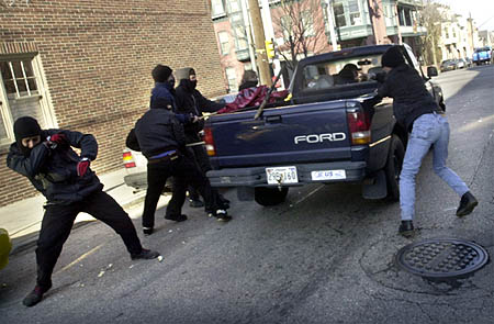 Black Bloc anarchists fuck-up Nazi in Penn.