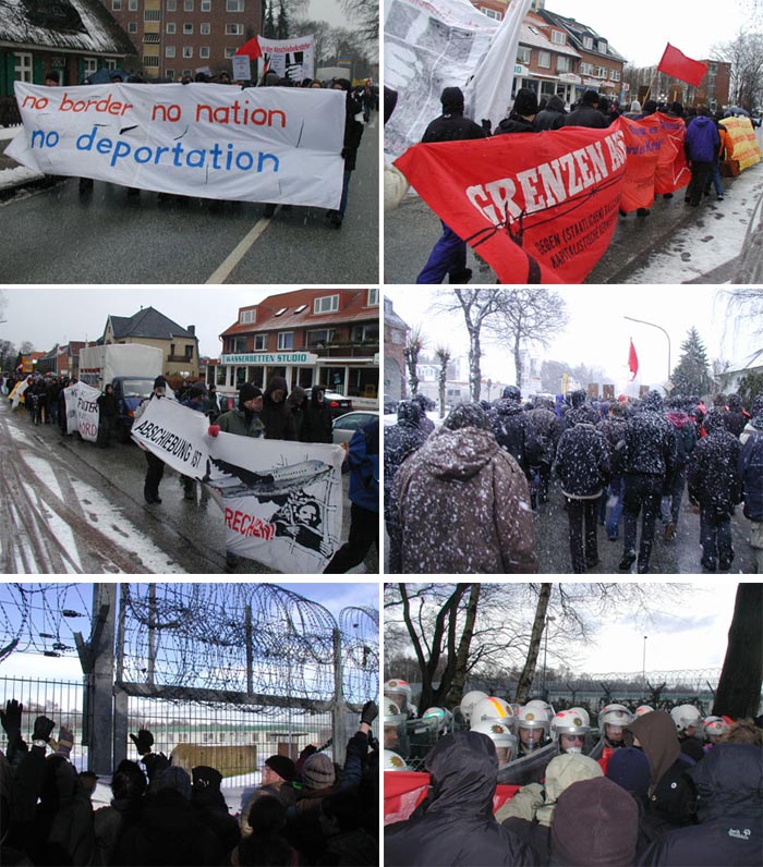 Action against deportation prison in Hamburg, Germany