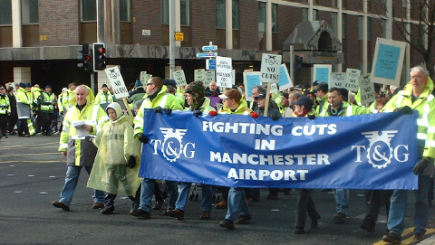 Manchester Airport strikers demo 23rd Feb