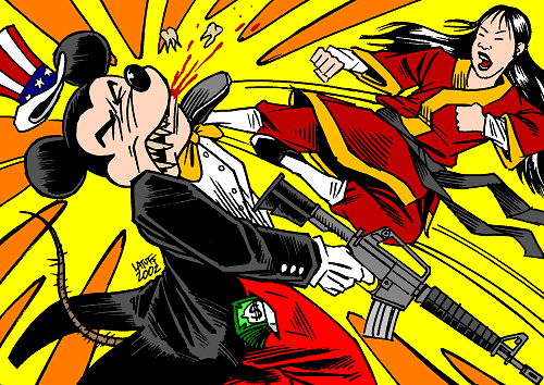 Mickey Mouse is our ENEMY! (cartoon by Latuff)