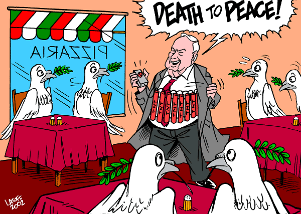 Sharrorist attack against peace (cartoon by Latuff)