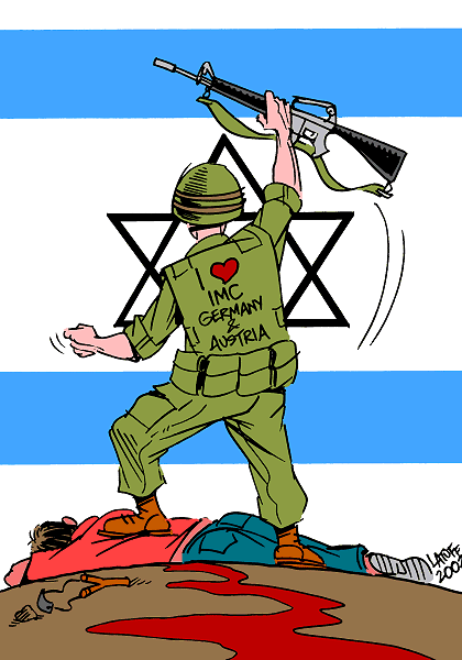 How to be welcome by IMC Germany and Austria (by Latuff)