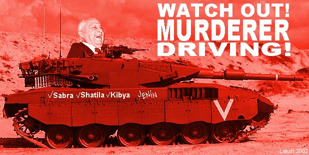 Watch out! Murderer driving! (photomontage by Latuff)