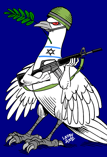 Israeli "peace" dove (cartoon by Latuff)