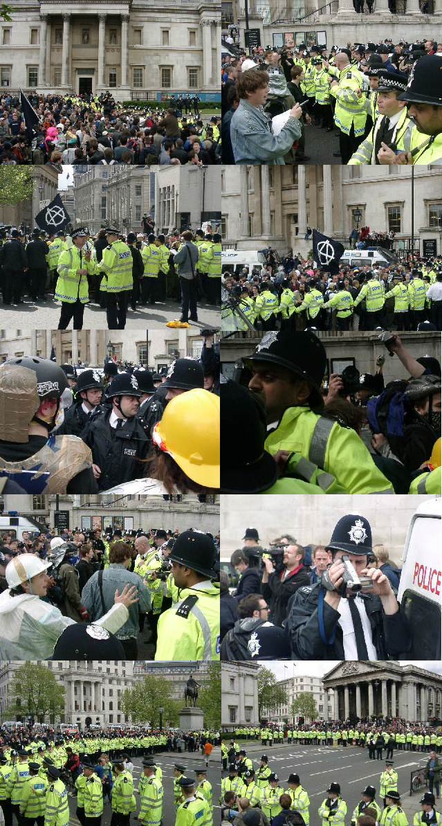 Mayday - Traf Sq as mayfair march arrives