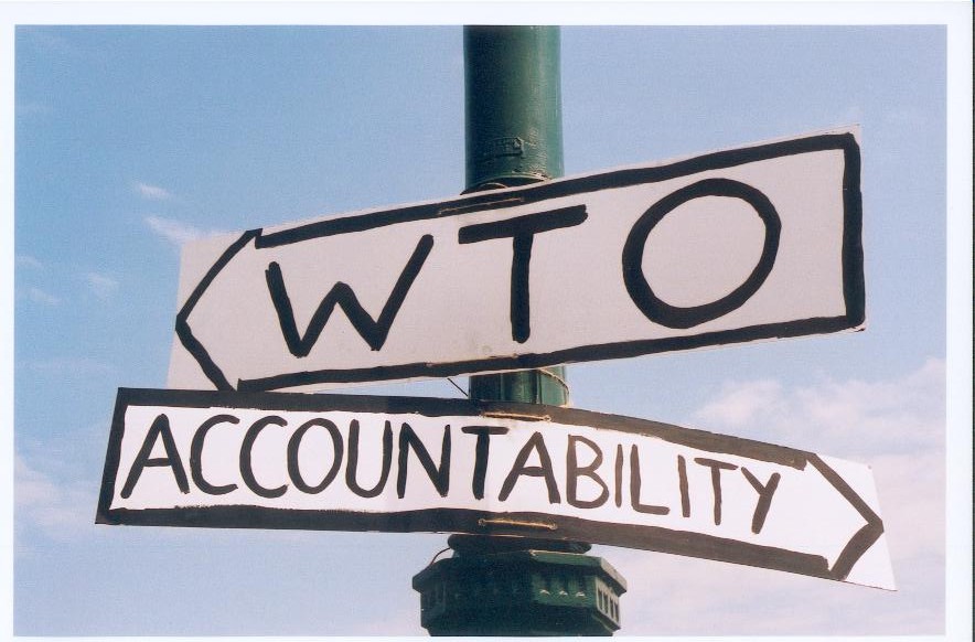 "WTO THIS WAY, DEMOCRACY THAT WAY!!"