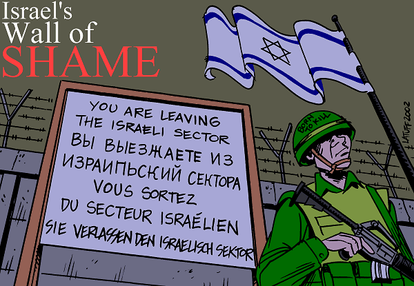Berlin Wall is dead! Long live to Israel Wall! (cartoon by Latuff)