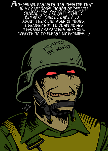 I give up to pro-Israel racists! (cartoon by Latuff)