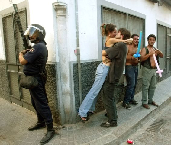 Pictures of protesters in Seville