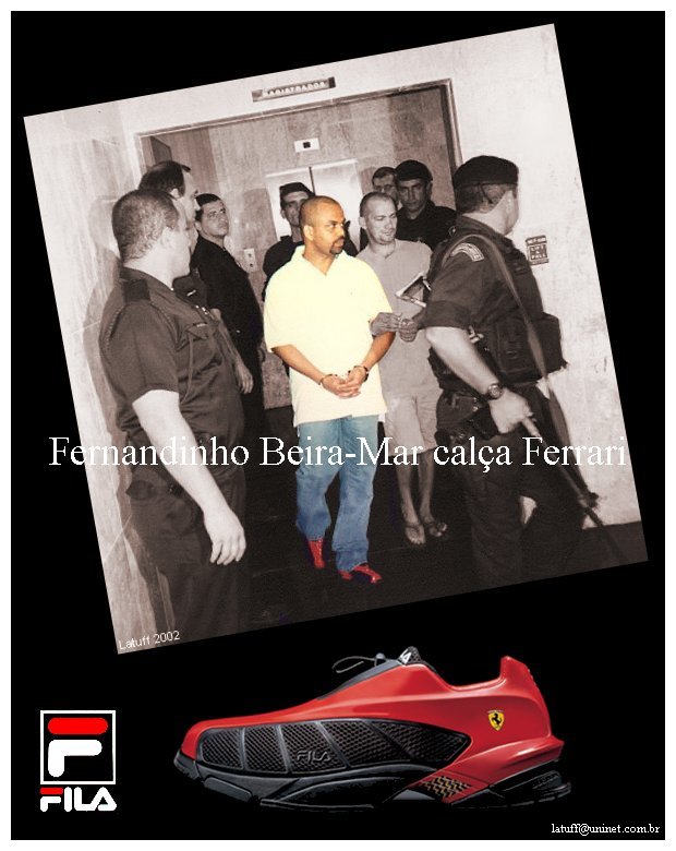 A drug lord and his fashionable tennis shoes (photo by Latuff)