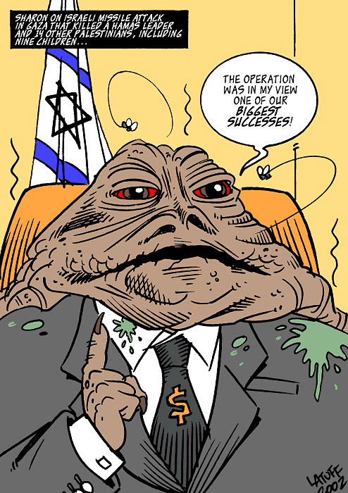 Ariel Sharon: Big success on killing civilians (by Latuff)
