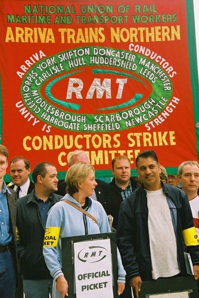 Pics. RMT strikers at Arriva in mass picket at Manchester