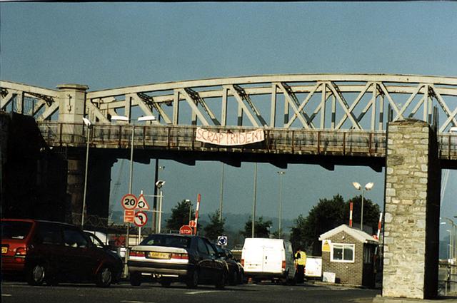 Trident Ploughshares banner drop Hiroshima day