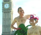 Naked protest against Bush and Blair