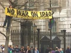 Photo of banner drop at downing st