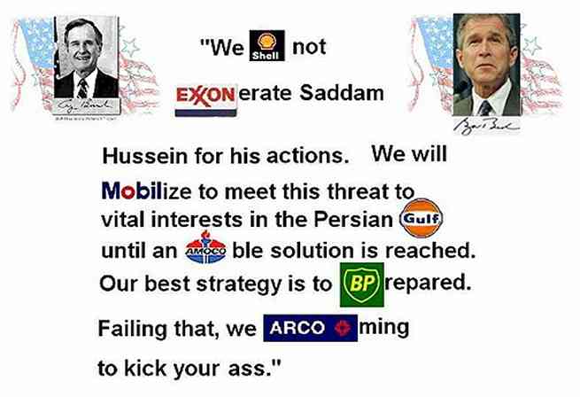 Image focussing on the oil companies and the war