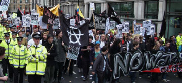 Pictures of protesters at peace march