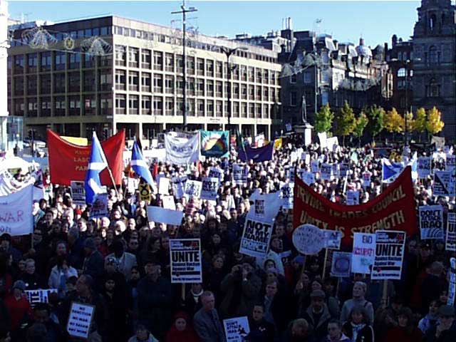 "No War" demo in Glasgow