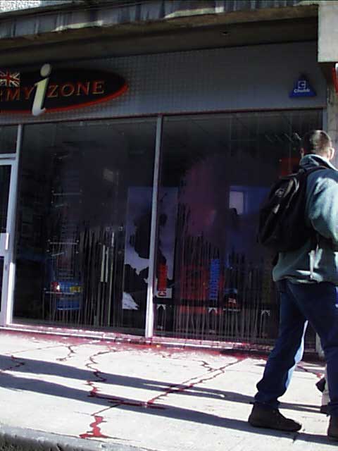 red splatt on army recruitment office