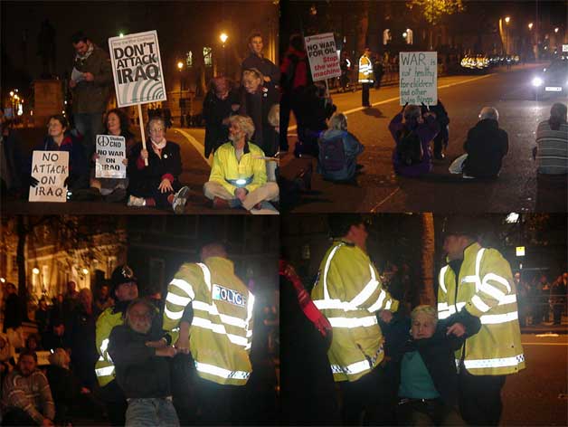 Anti-war / peace campaigners block roads (london)