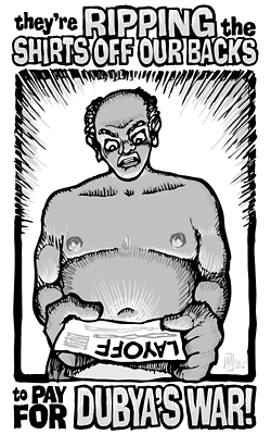 New Flugennock cartoons: "Ripping the Shirts Off Our Backs"