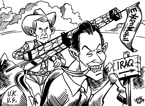 No BushBlair's war for oil! (by Latuff)