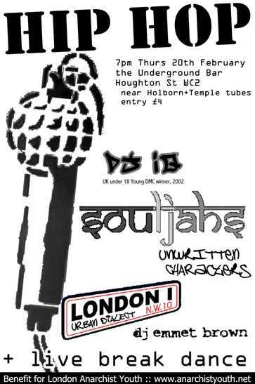 Feb 20th HIP-HOP anti-war, anticapitalist benefit